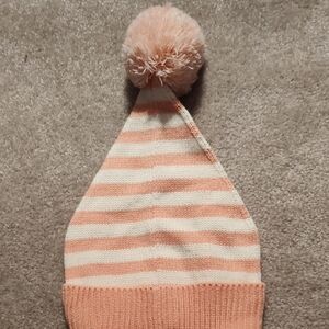 Cozy Striped Peach and Cream Kids Beanie